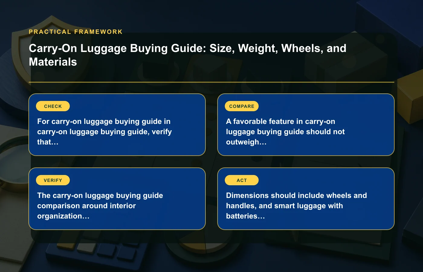 Carry-On Luggage Buying Guide: Size, Weight, Wheels, and Materials: practical framework for For carry-on luggage buying guide in carry-on luggage buying guide, verify that…