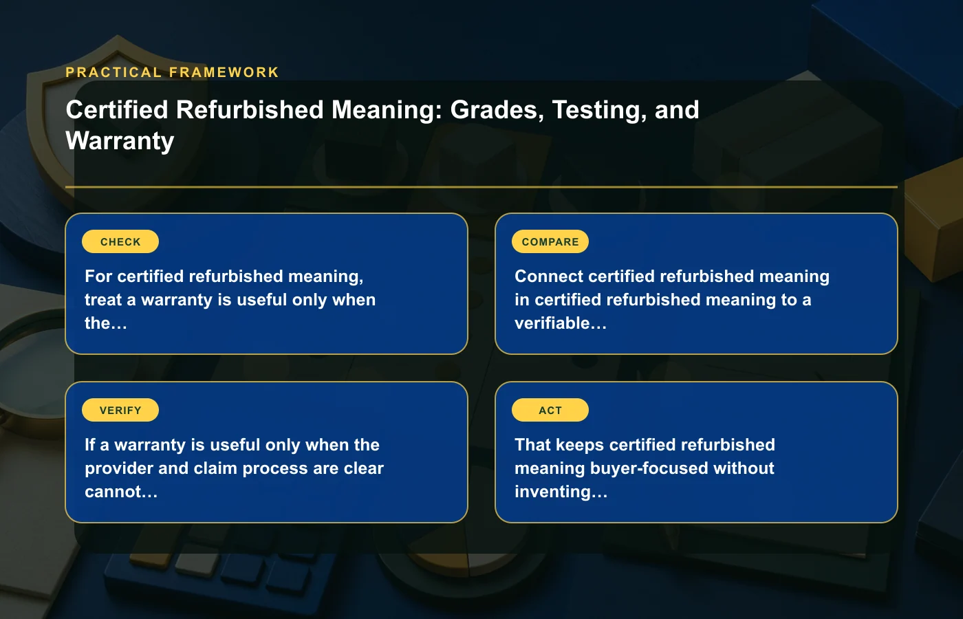 Certified Refurbished Meaning: Grades, Testing, and Warranty: practical framework for For certified refurbished meaning, treat a warranty is useful only when the provider and…