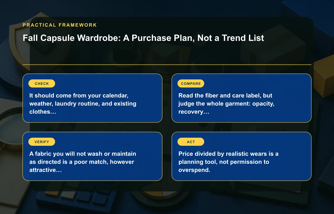 Fall Capsule Wardrobe: A Purchase Plan, Not a Trend List: practical framework for It should come from your calendar, weather, laundry routine, and existing clothes rather than…