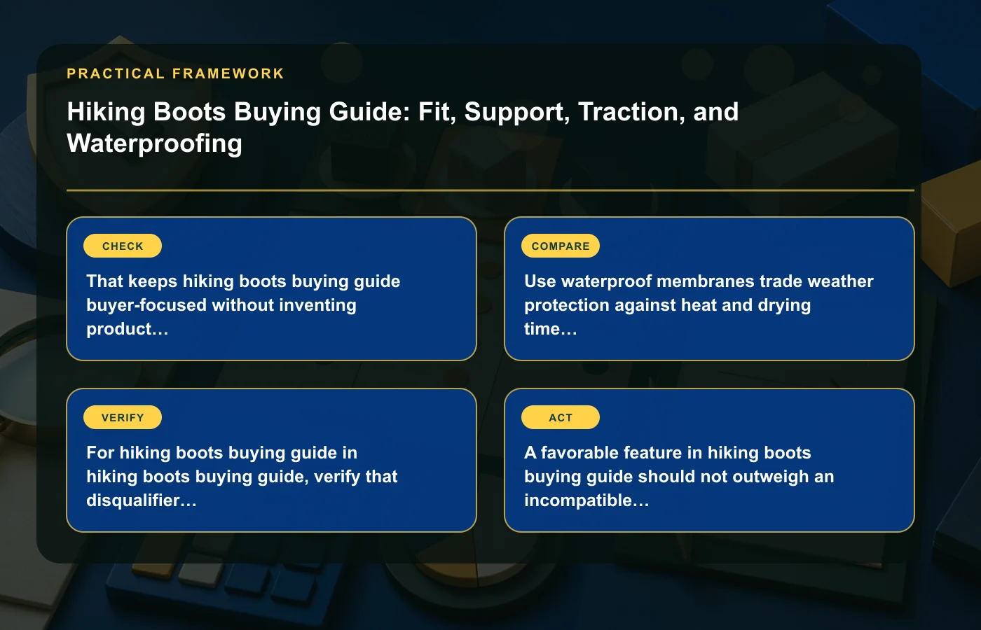 Hiking Boots Buying Guide: Fit, Support, Traction, and Waterproofing: practical framework for That keeps hiking boots buying guide buyer-focused without inventing product…