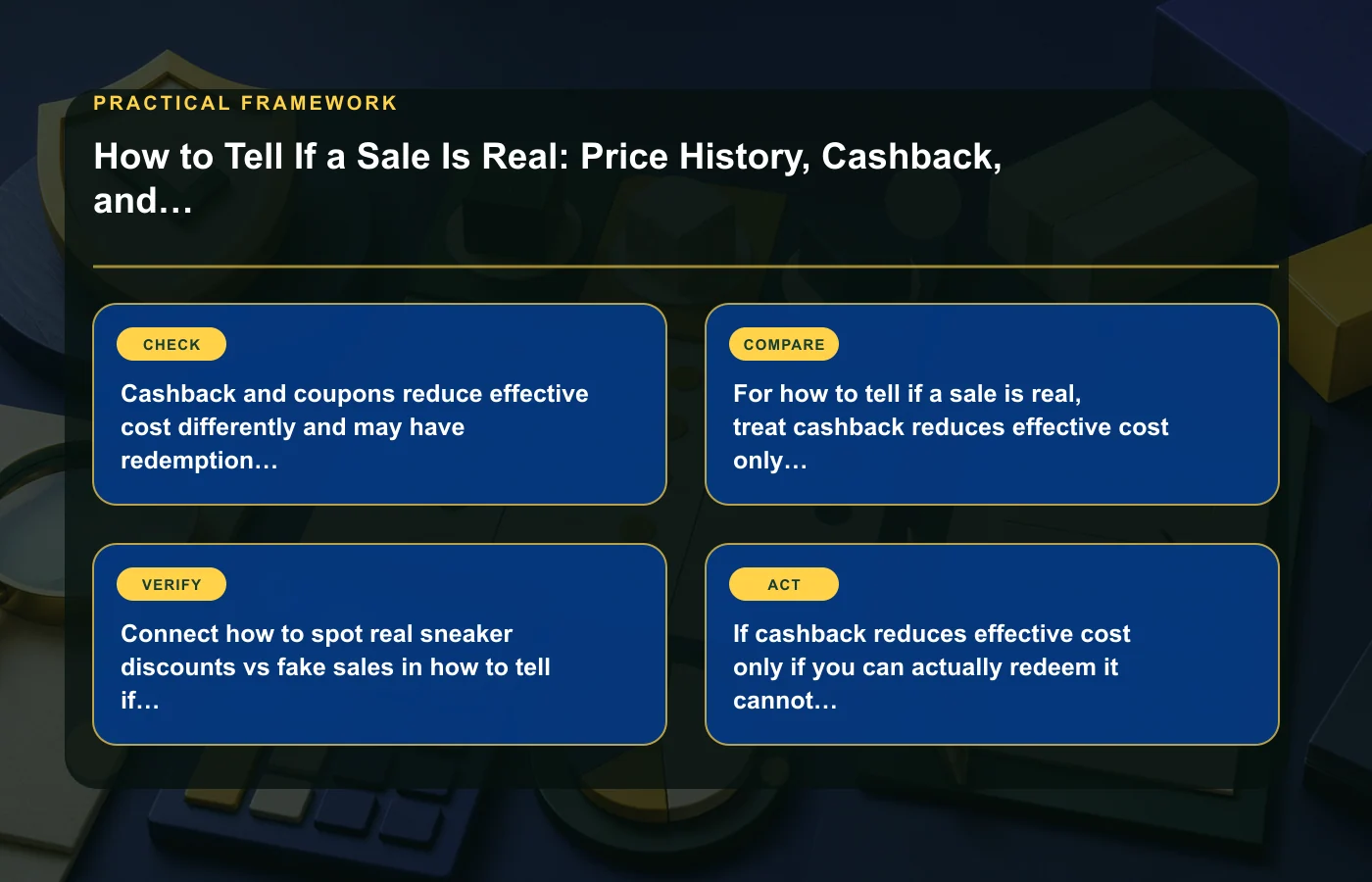 How to Tell If a Sale Is Real: Price History, Cashback, and Discount Math: practical framework for Cashback and coupons reduce effective cost differently and may have redemption…