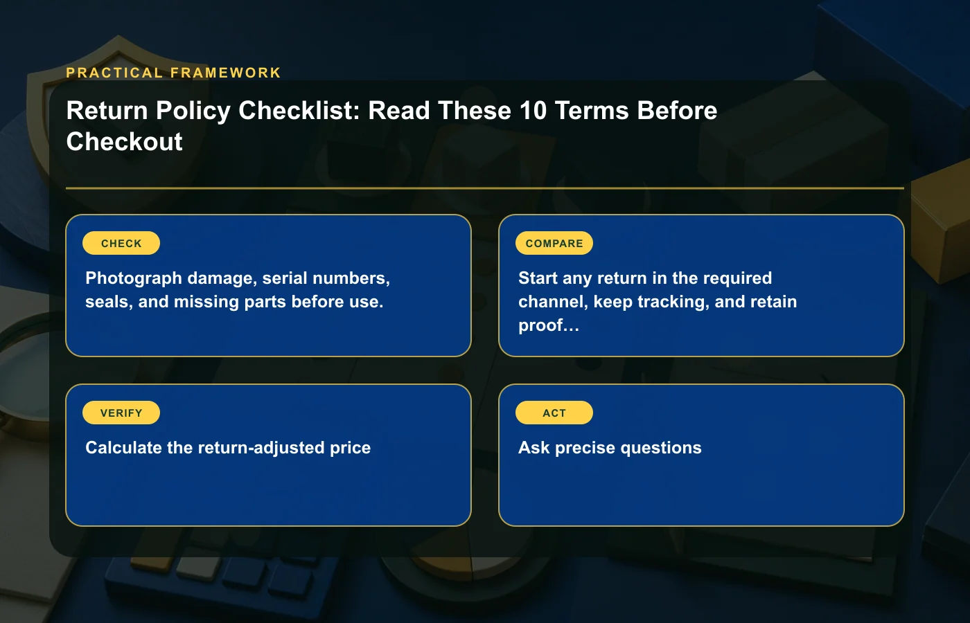 Return Policy Checklist: Read These 10 Terms Before Checkout: practical framework for Photograph damage, serial numbers, seals, and missing parts before use., Start any return in…