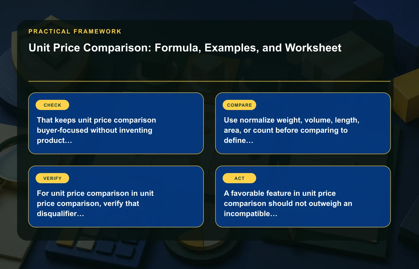 Unit Price Comparison: Formula, Examples, and Worksheet: practical framework for That keeps unit price comparison buyer-focused without inventing product performance., Use…